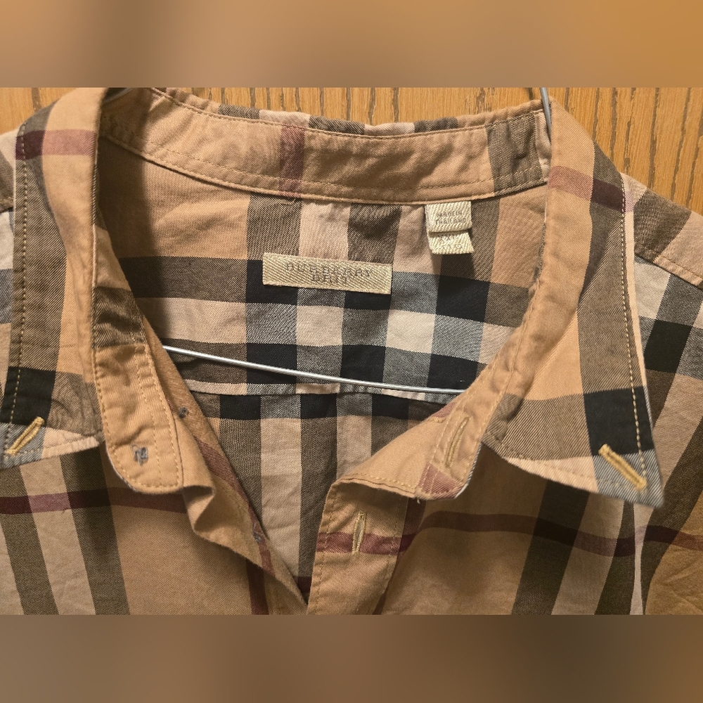 Burberry Brit Men's Beige Vintage Check Button Down Shirt XXL EUC - Picture 11 of 15
